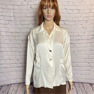 Vintage St. John Silk Ivory Long Sleeve Blouse Size 4